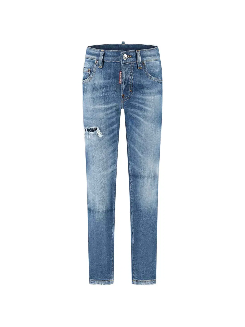 Джинсы с потертыми нашивками Dsquared2 Kids, синий