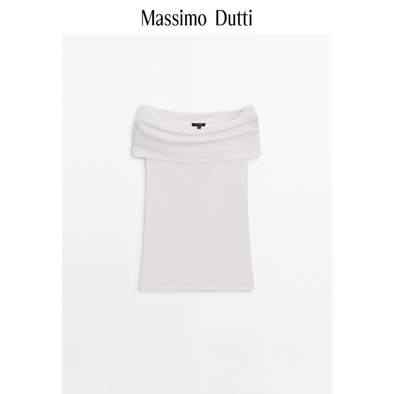 

Футболка женская Massimo Dutti с воротником, кремовый