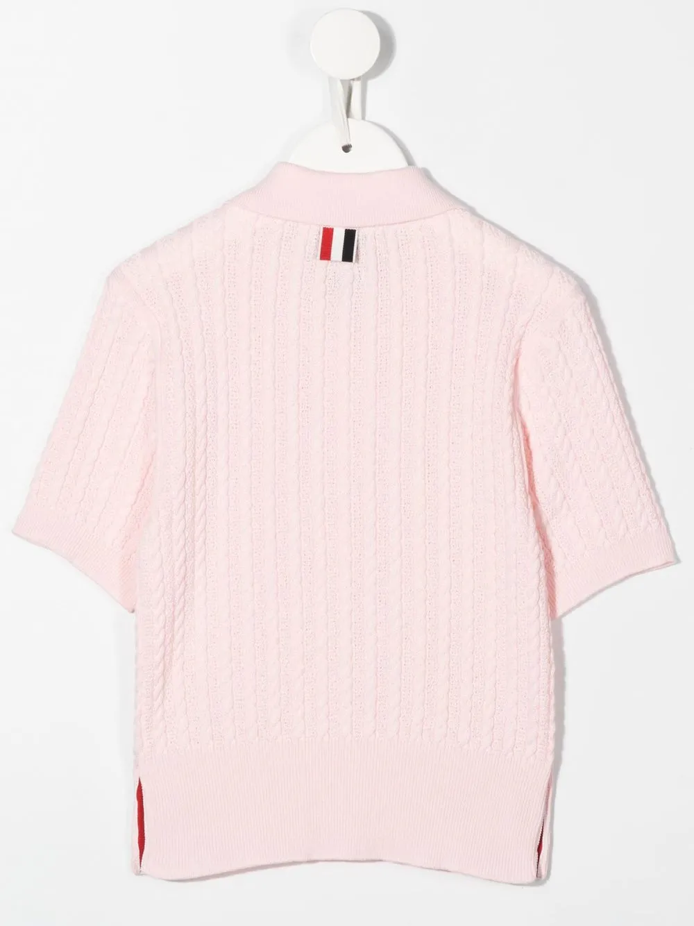 Рубашка поло фактурной вязки Thom Browne Kids, розовый — фото 2