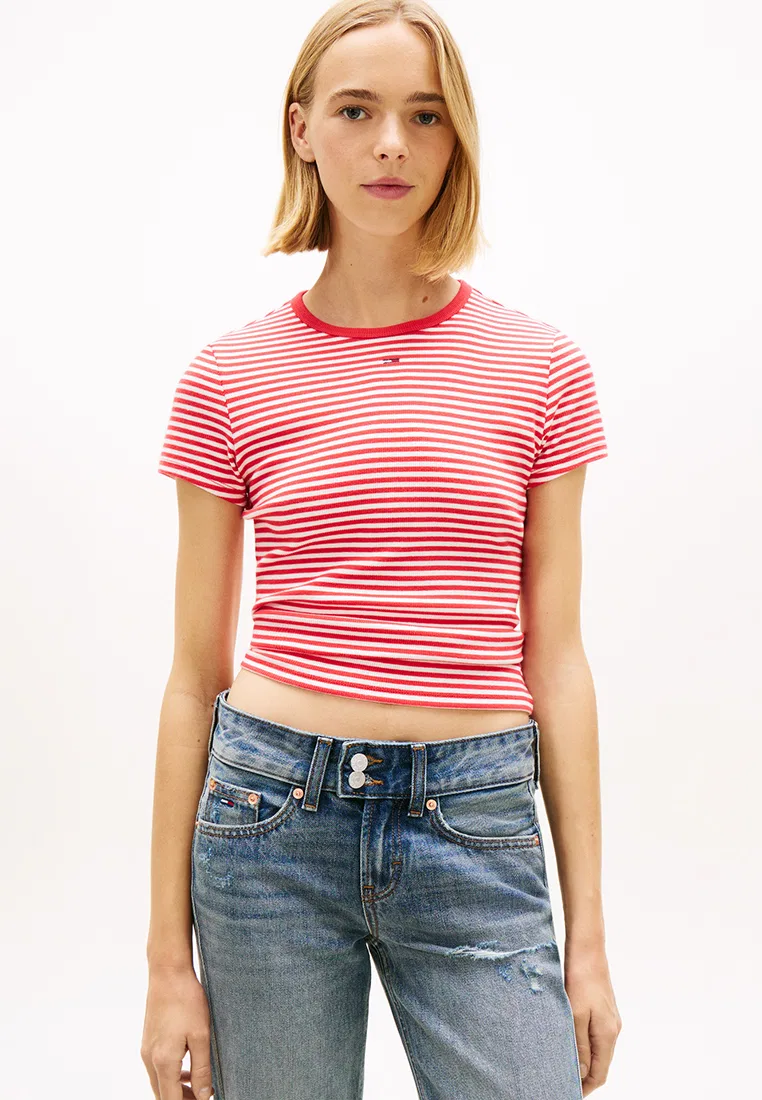 Водолазка облегающая ребристая, Tommy Jeans Tommy Hilfiger, красный