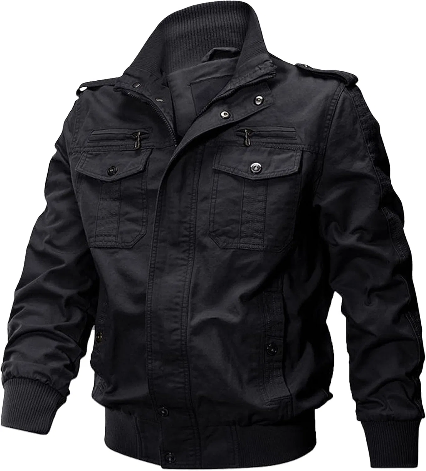 Мужская хлопковая куртка с множеством карманов, воротником-стойкой, ветровка в стиле милитари, легкая повседневная рабочая куртка-карго