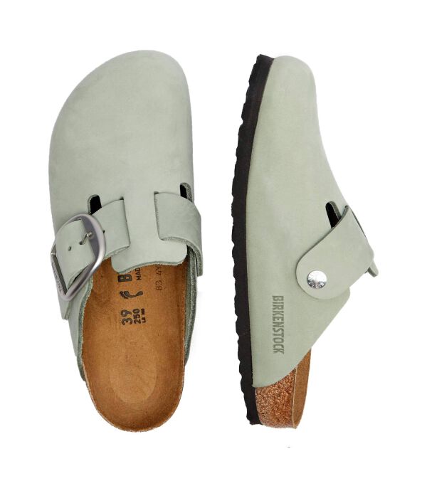 Кожаные мюли туфли Бостон большая пряжка Birkenstock, голубой — фото 4