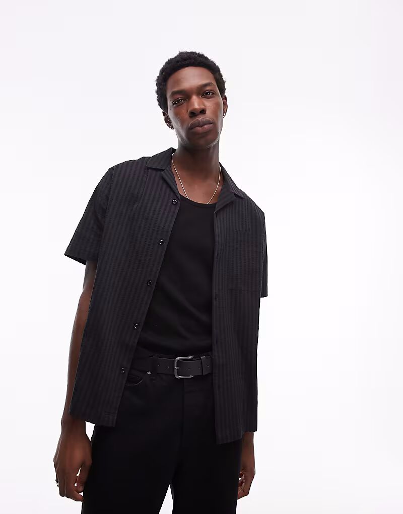 

Футболка Topman с фактурной полоской черного цвета