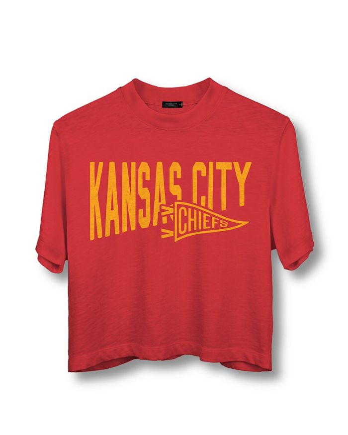 

Женская футболка NFL Kansas City Chiefs Dual Threat Mock Neck Crop Tee Junk Food Clothing, красный