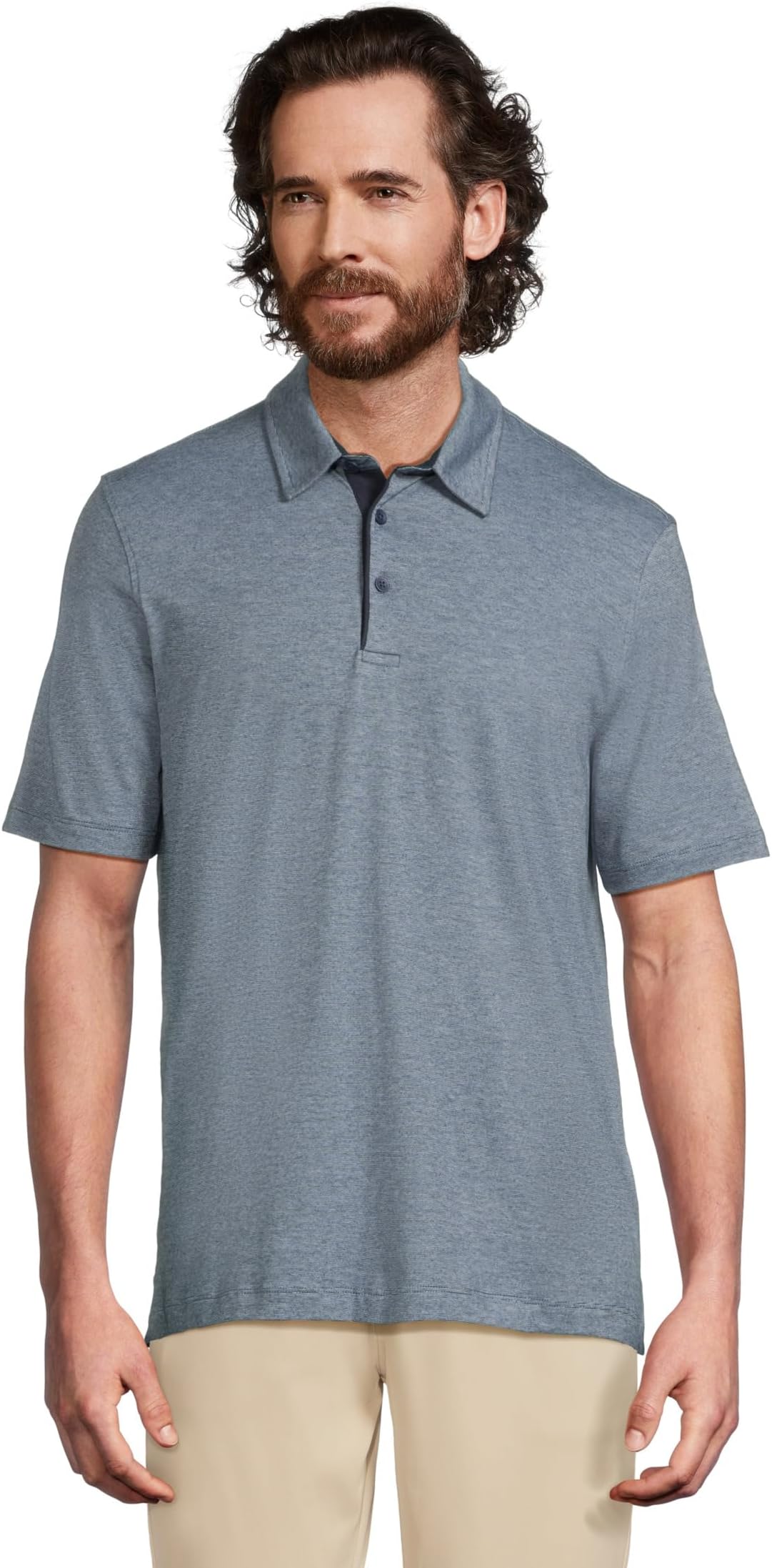 

Футболка Johnston & Murphy Fine Stripe Polo, цвет Light Blue/Navy