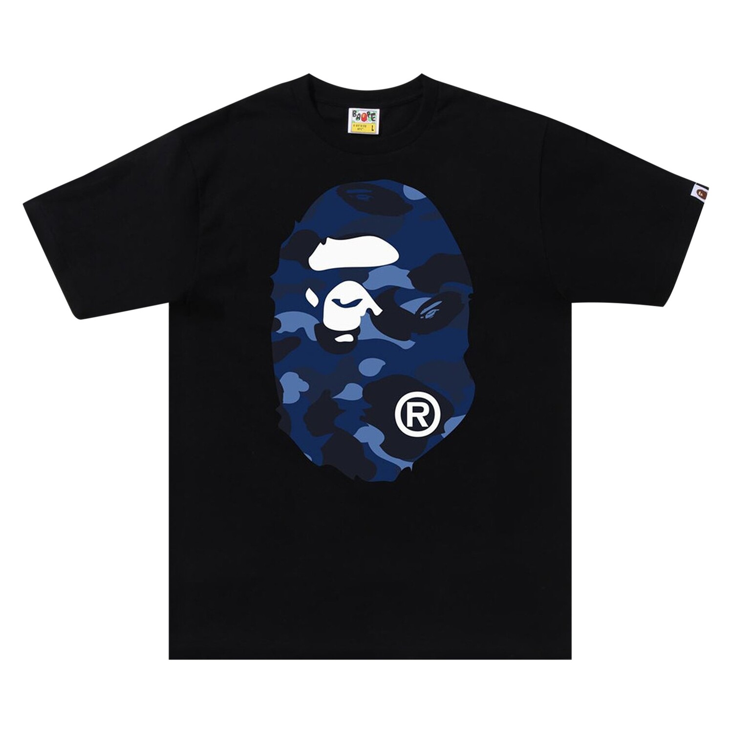 

Футболка BAPE Color Camo Big Ape Head, черный/темно-синий