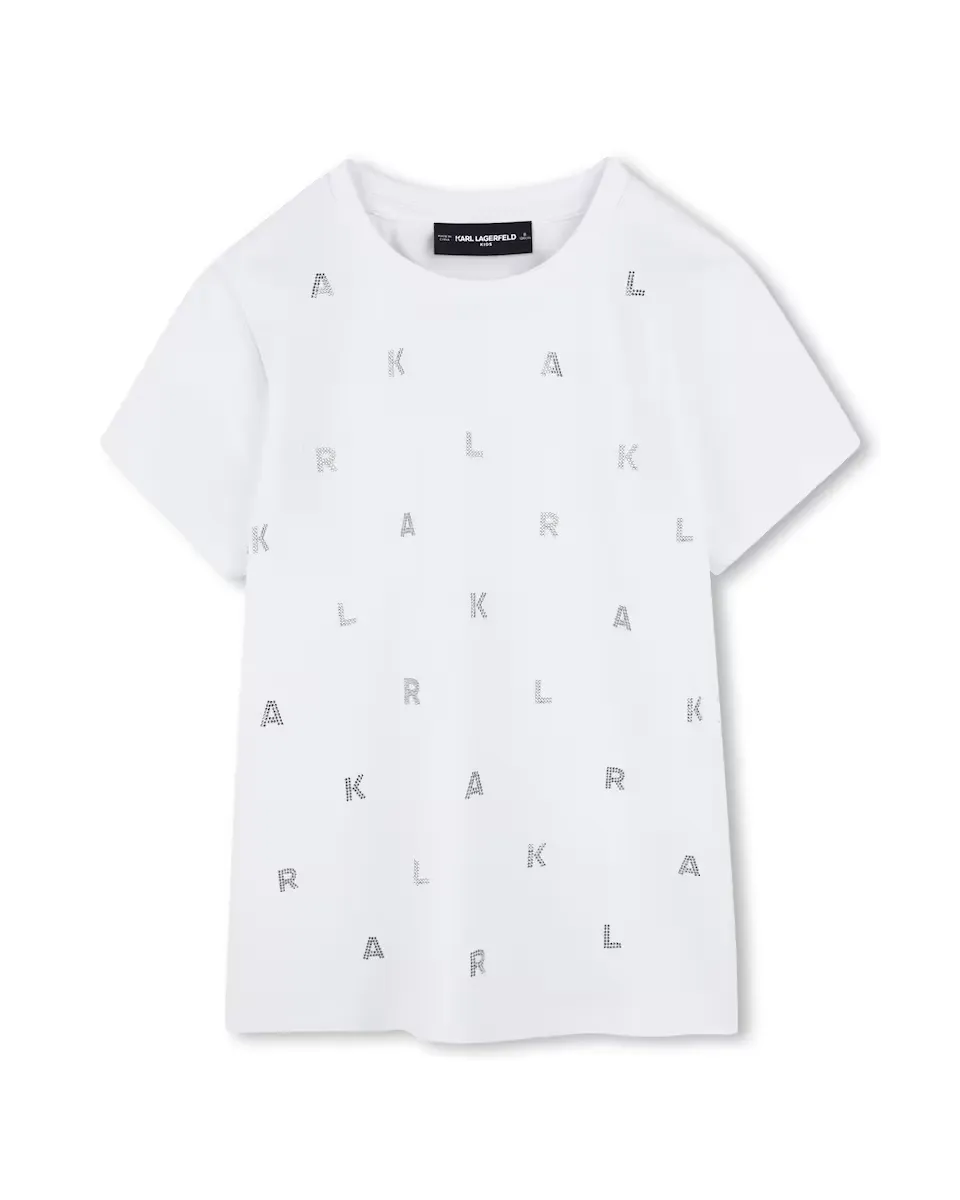 

Белая футболка для девочек с короткими рукавами Karl Lagerfeld Kids, белый