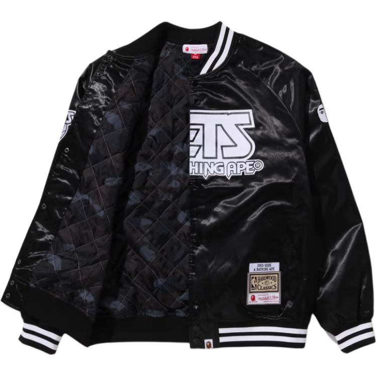 Куртки и пальто Mitchell & Ness X NBA осень-зима 2025, мужские A Bathing Ape, черный — фото 4