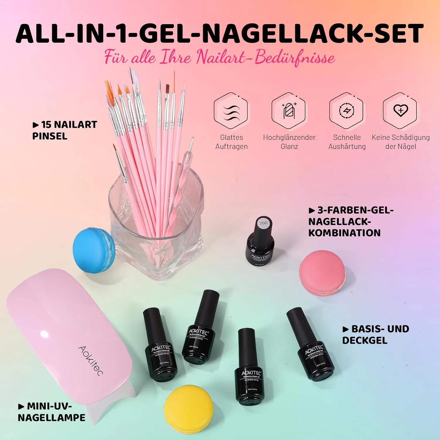 Набор для маникюра «Make Your Own Nails Set» от Aokitec ‎Aokitec, 01-Acrylic Nail Full Set — фото 4