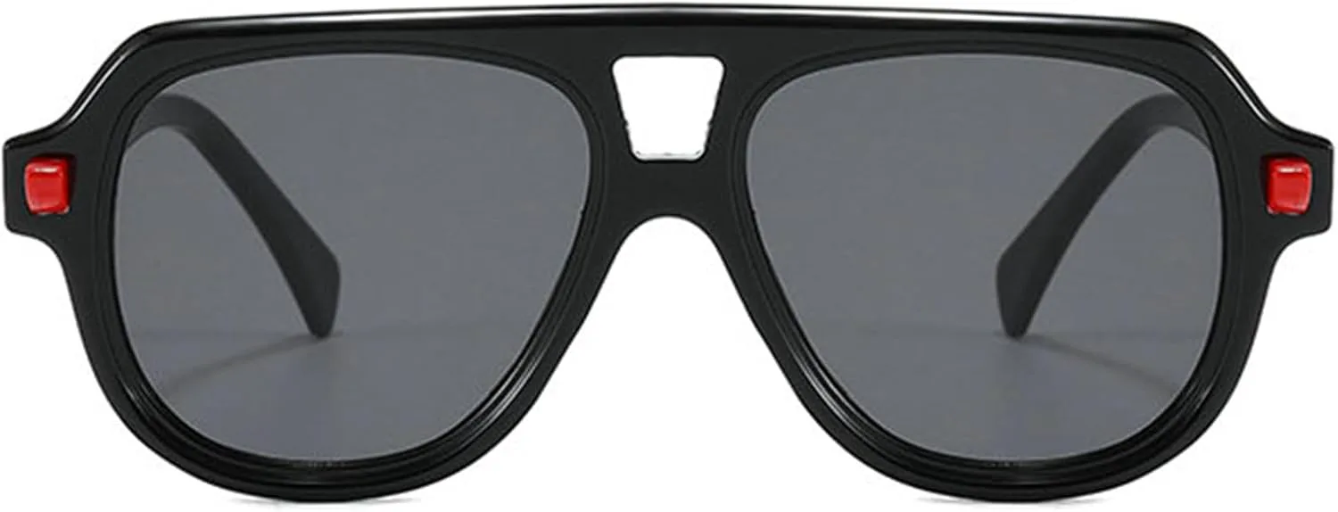 

Солнцезащитные очки COTIA Double Bridges Pilot для женщин, ретро-градиентные, с защитой от УФ-излучения UV400, модные мужские, в стиле панк, с заклепками, Black Red