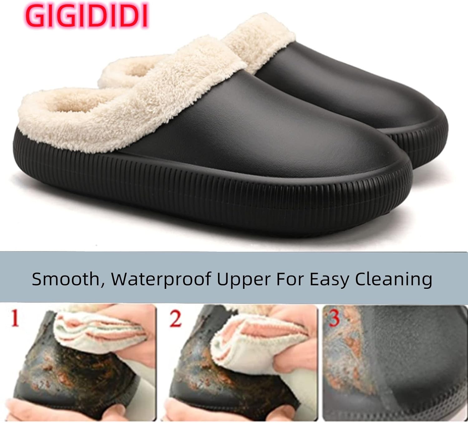 Зимние тапочки-гладиаторы unisex gigididi с утеплителем из меха, теплые и пушистые домашние тапочки, черный — фото 4
