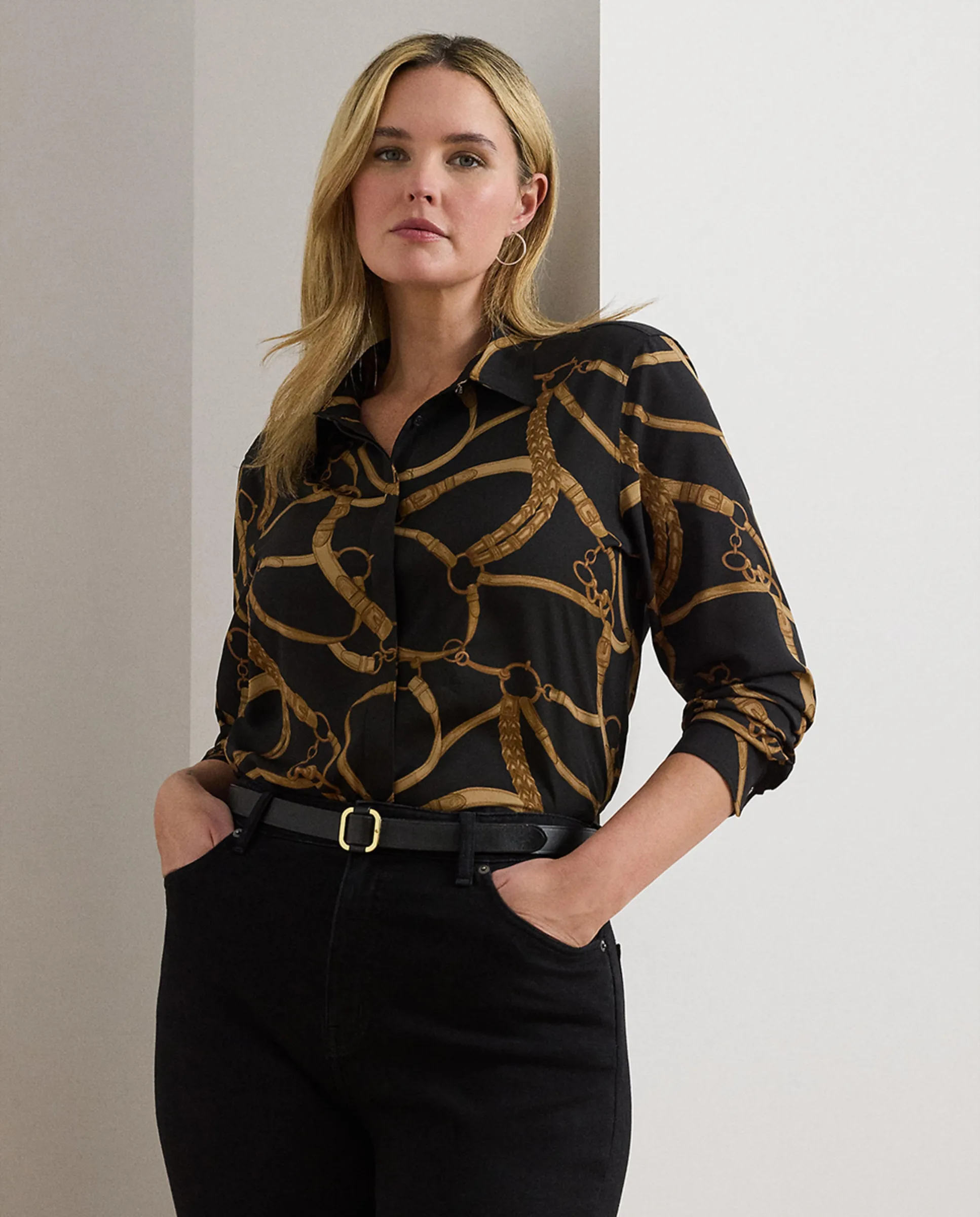 

Женская блузка с принтом Lauren Ralph Lauren Woman, черный