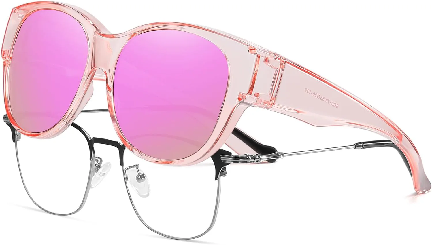 

Солнцезащитные очки HAOLOTA ClearPink+ClearPurpleGrey для женщин, поляризованные, стиль «кошачий глаз», надеваются поверх очков, защита от УФ-излучения, pink