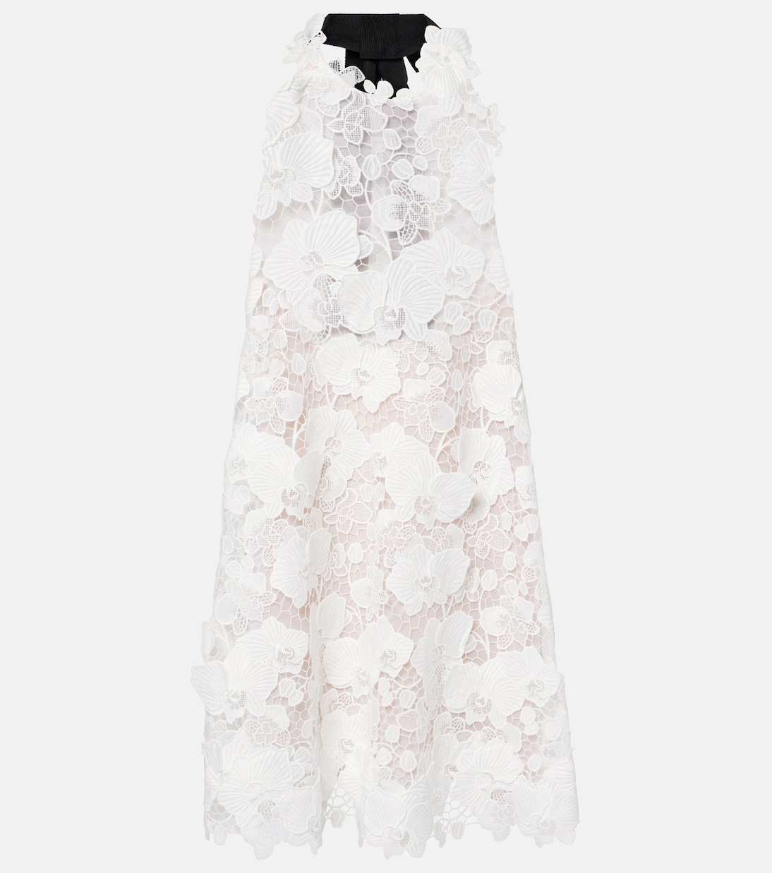 

Мини-платье из цветочного гипюра и кружева Oscar de la Renta, белый