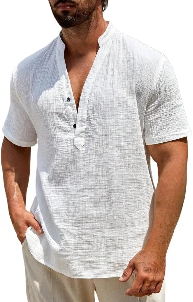 

Мужская рубашка с отложным воротником и коротким рукавом в стиле хиппи Kenhansion