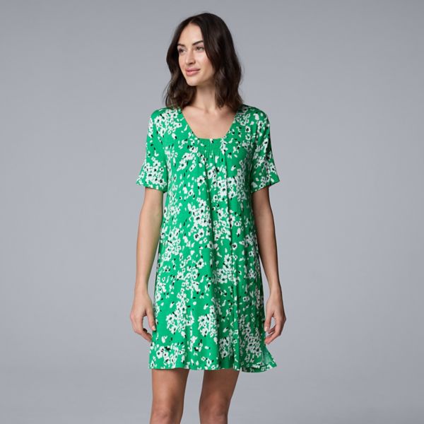 

Женская ночная рубашка с коротким рукавом Simply Vera Vera Wang, цвет green floral
