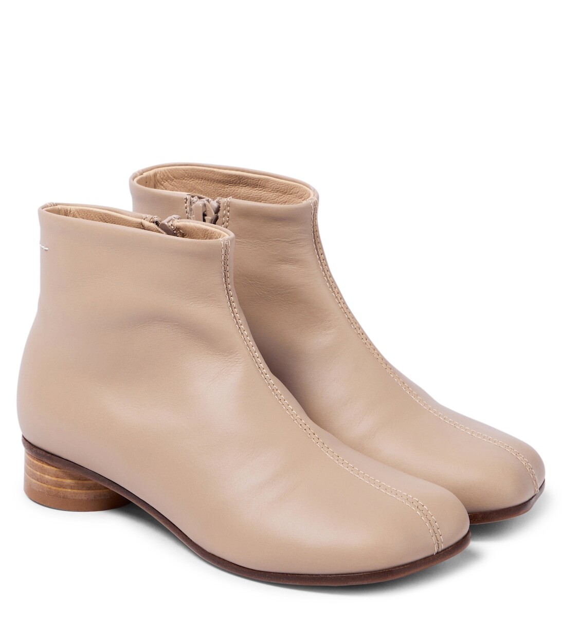

Кожаные ботильоны MM6 Maison Margiela, бежевый