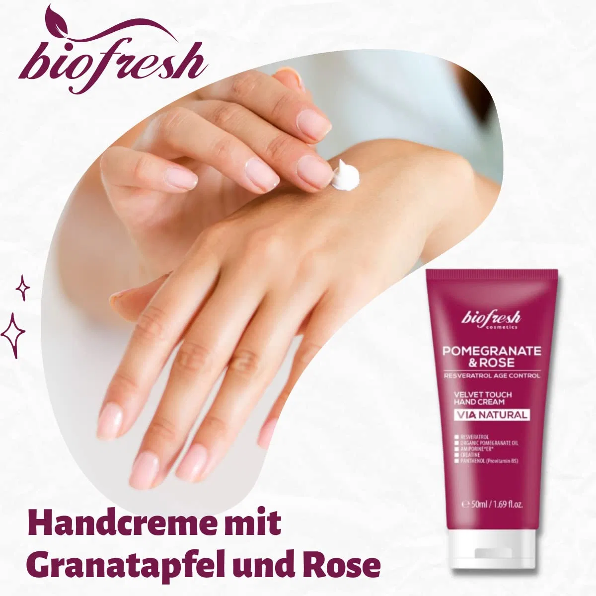 Крем для очень сухих рук Biofresh cosmetics Via Natural с гранатом и розовой водой, 50 мл Biofresh Cosmetics