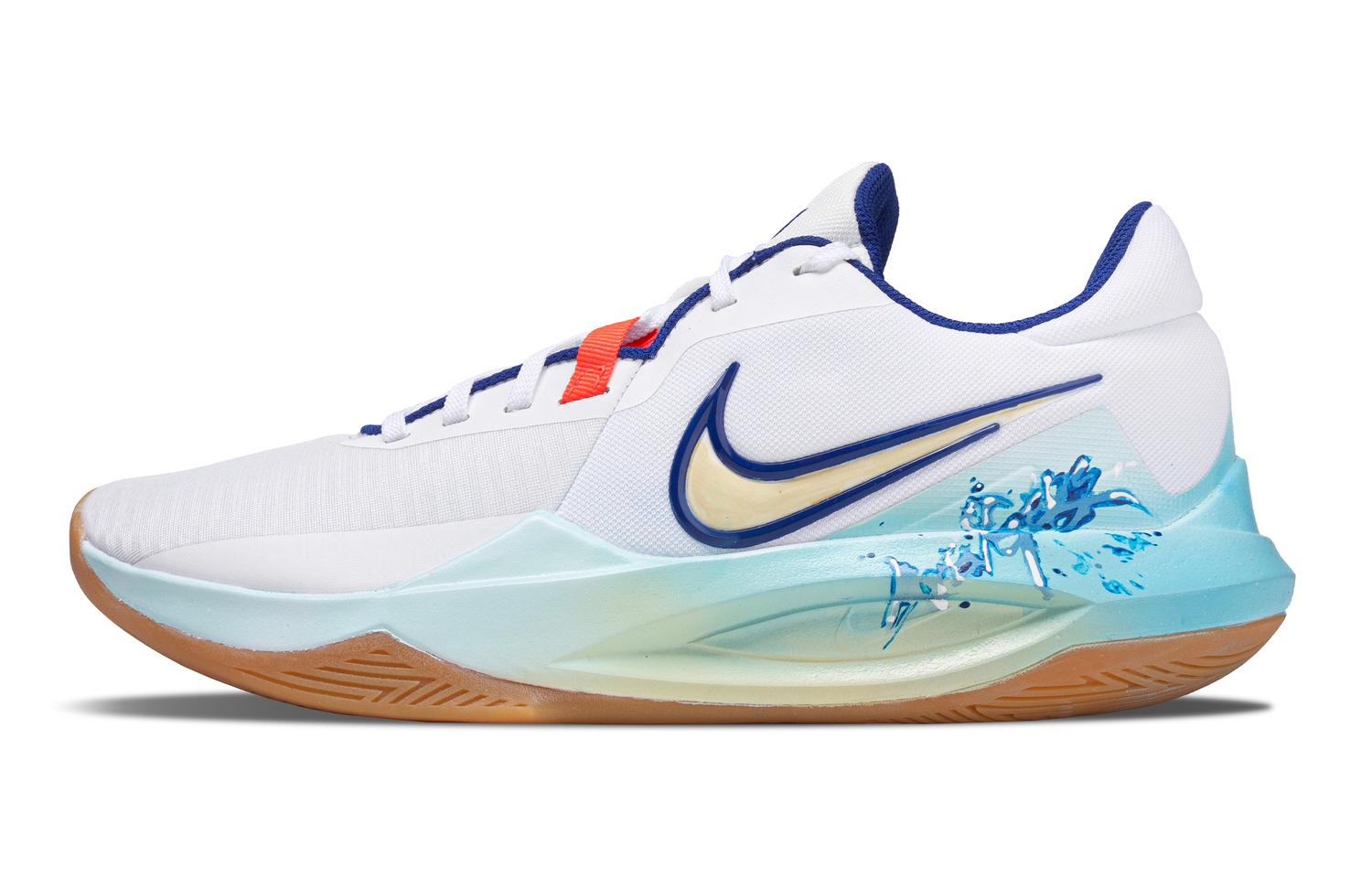 

Nike Точность 6 баскетбольные кроссовки мужские низкие белый синий оранжевый