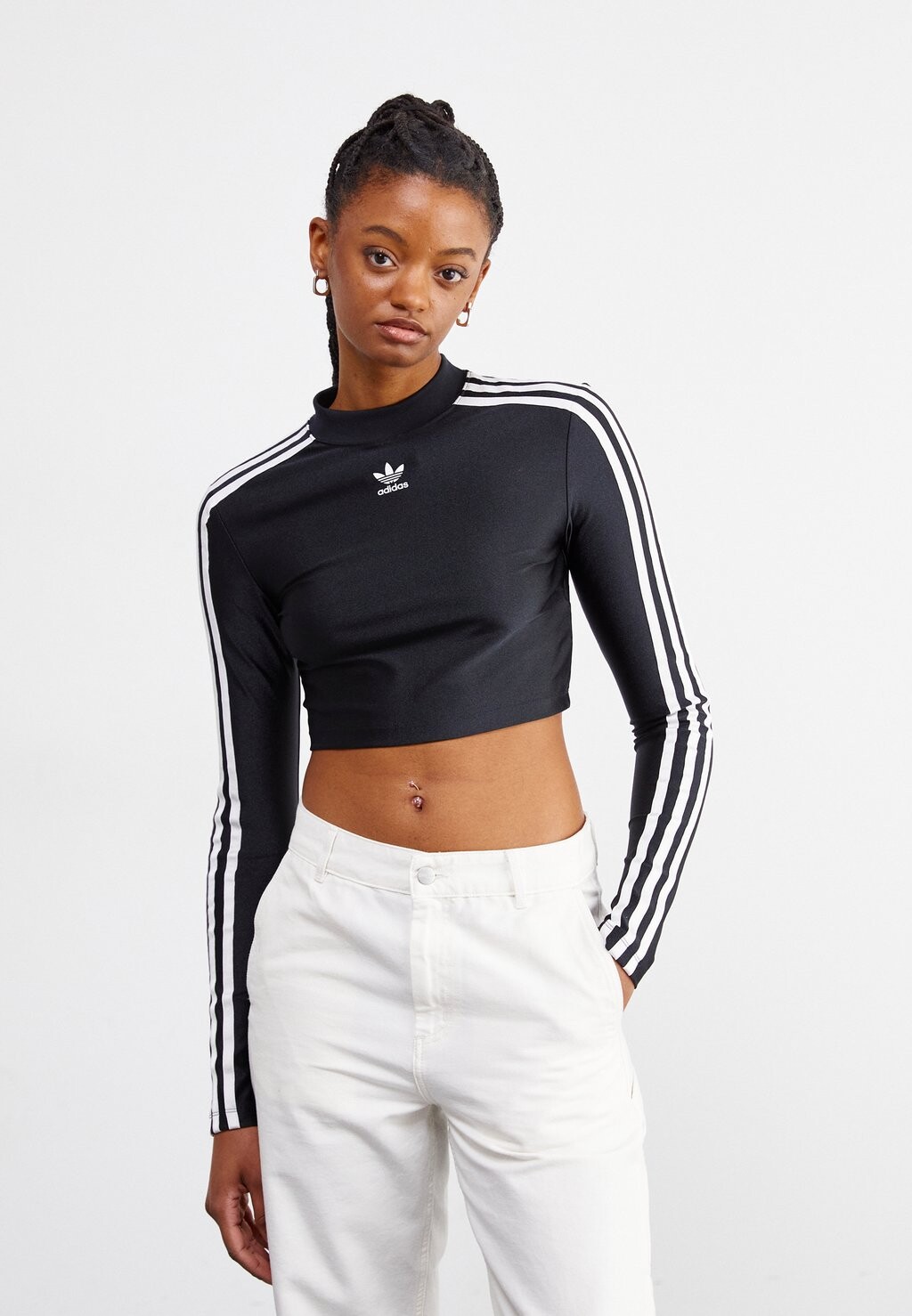 

Футболка с длинным рукавом 3 Stripe Cropped Longsleeve adidas Originals, черный