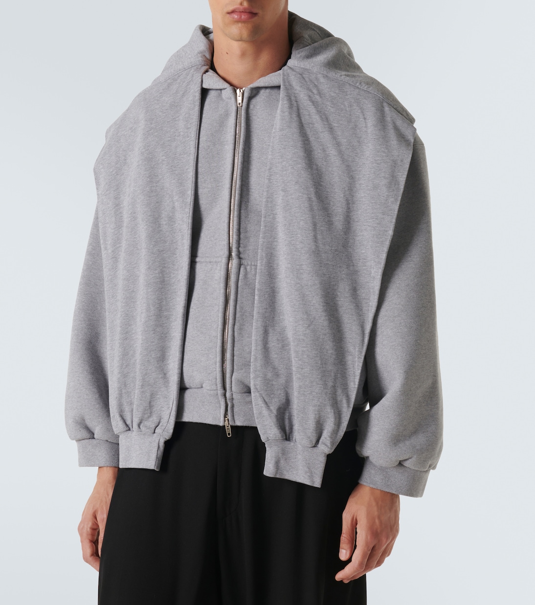 Худи Incognito из деконструированного хлопкового джерси Balenciaga, Heather Grey — фото 3