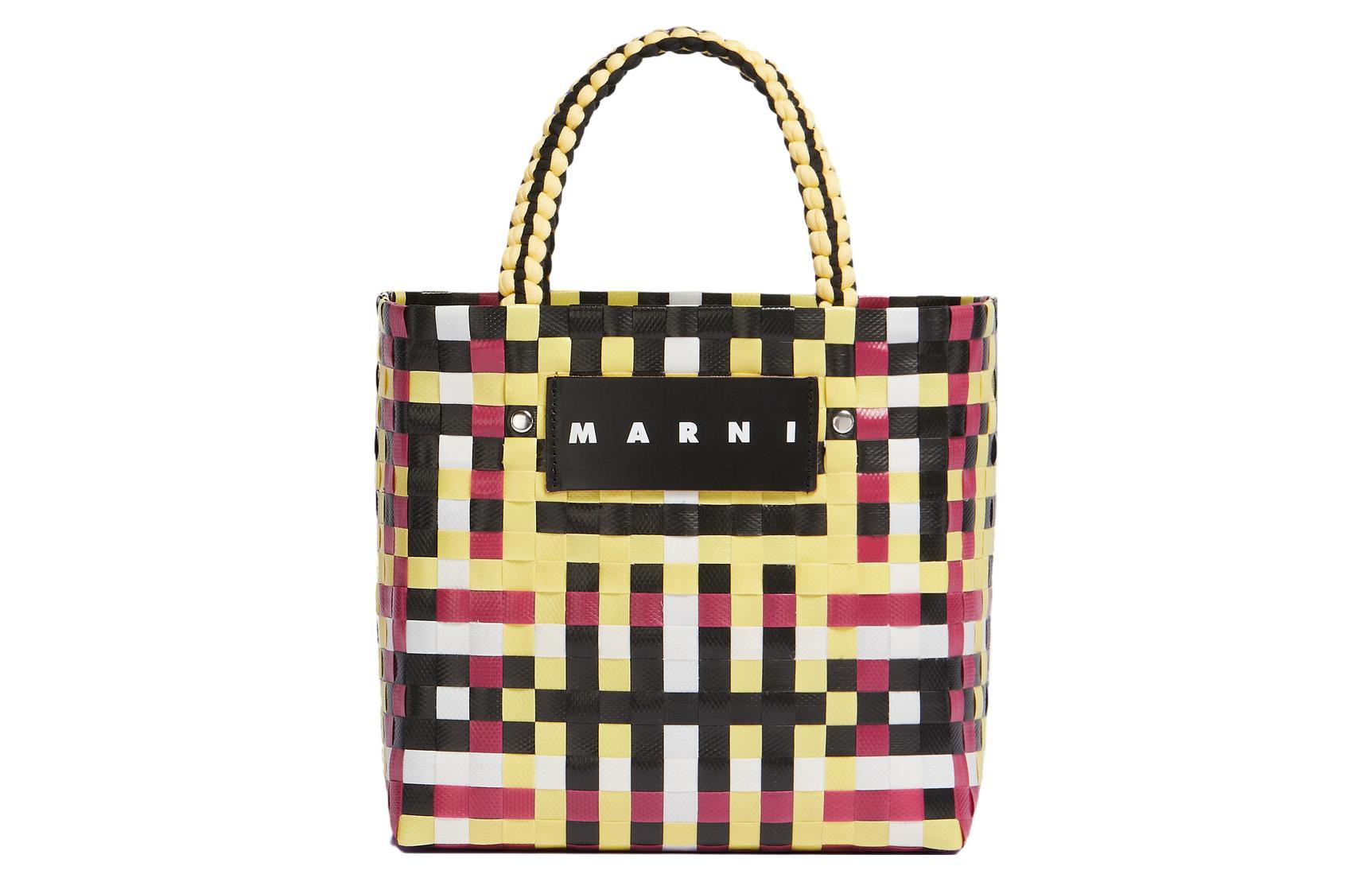 

MARNI Сумка-шоппер Basket Series Polypropylene с кожаной вставкой женская Yellow/Black