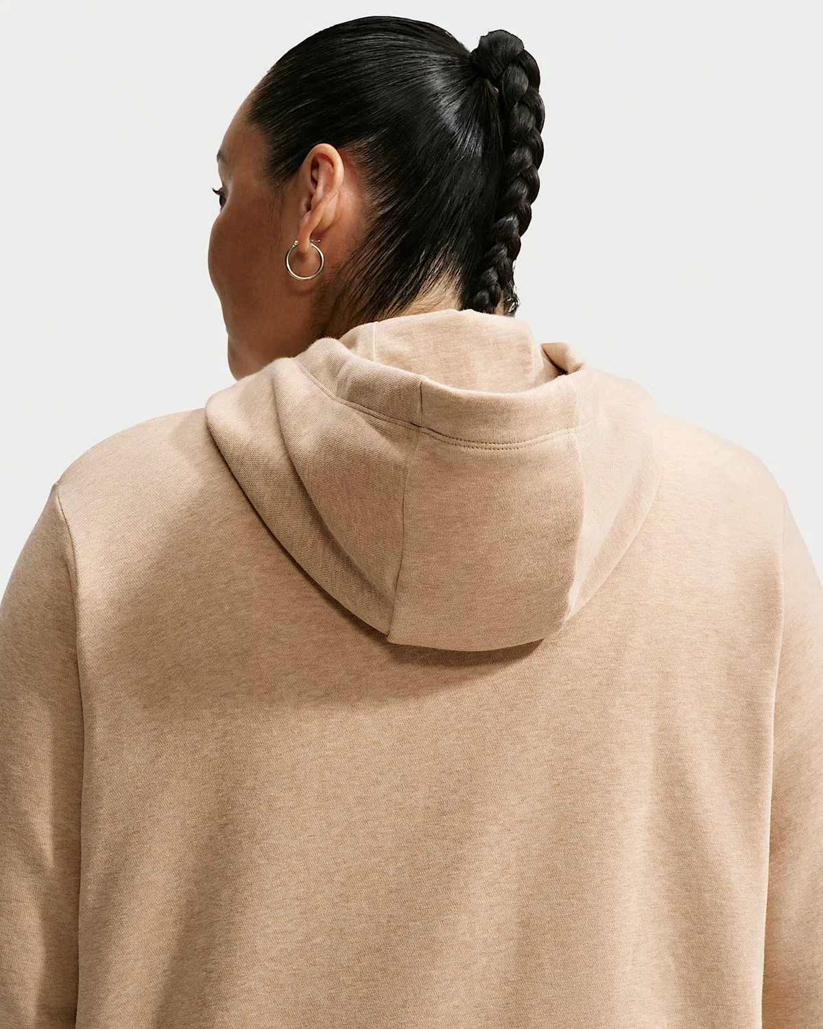 Женская худи на молнии (плюс сайз) Nike Sportswear Club Fleece, Linen/Heather/White — фото 2