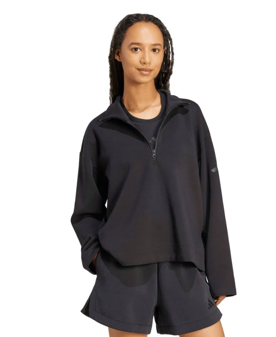 Женская толстовка All Szn Soft Lux с застежкой-молнией до четверти длины Adidas, черный — фото 2