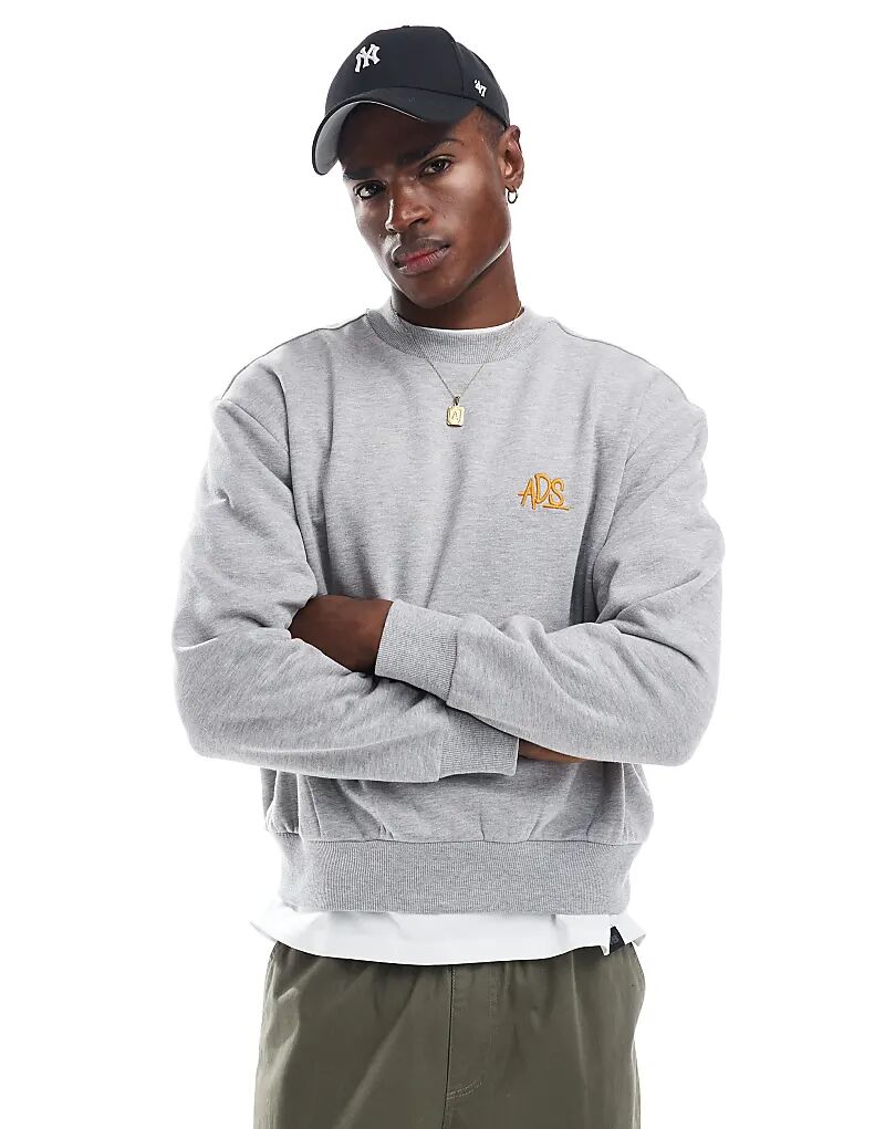 

Свободная толстовка оверсайз с принтом серого меланжа ASOS DESIGN