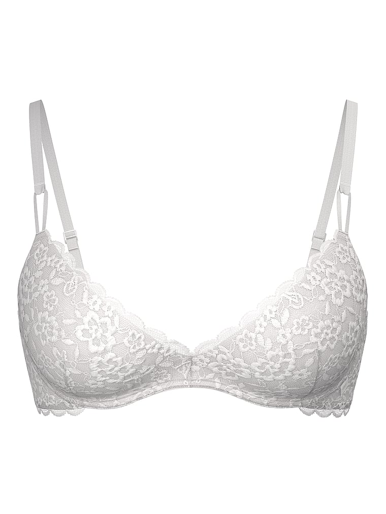 Бюстгальтер Victoria'S Secret Sexy Tee Wireless Push-Up, белый/кружево