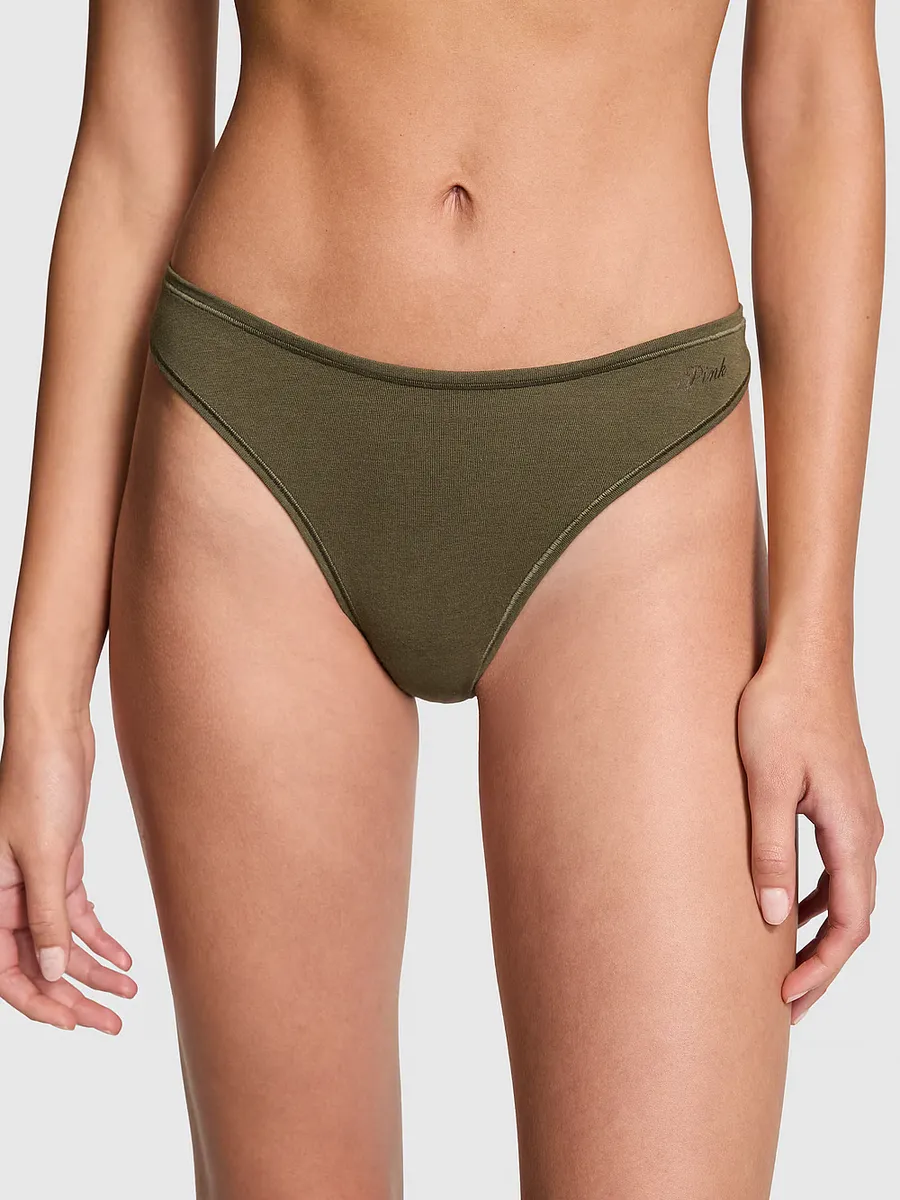 

Хлопковые трусики-стринги с высоким вырезом Pink, цвет Casual New Olive