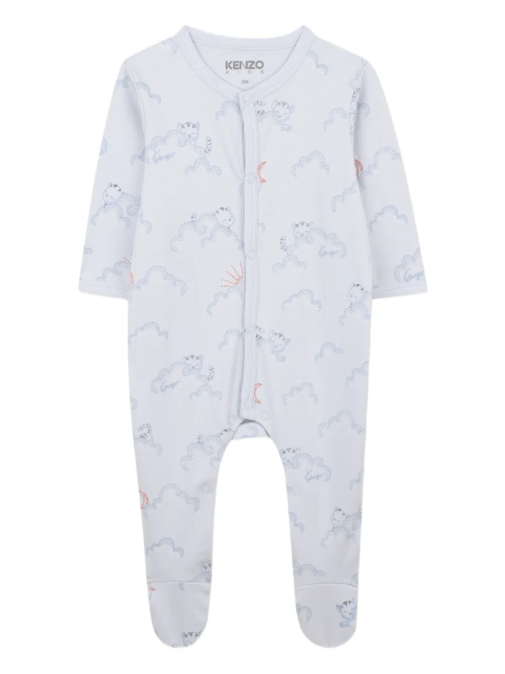 Комплект из комбинезона, шапки и нагрудника с принтом Kenzo Kids, синий — фото 4