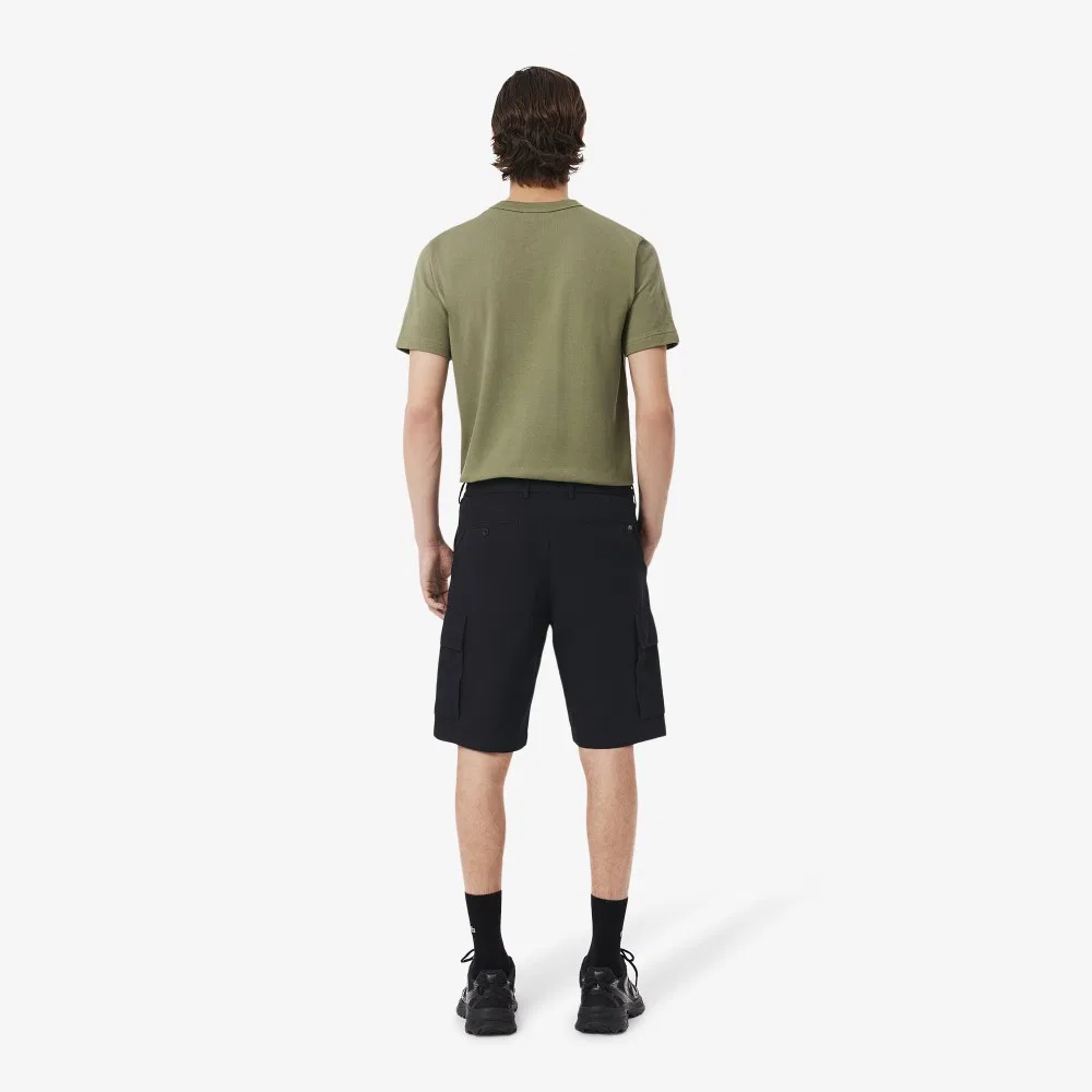 Мужские хлопково-льняные шорты-карго чёрные от Lacoste — фото 3
