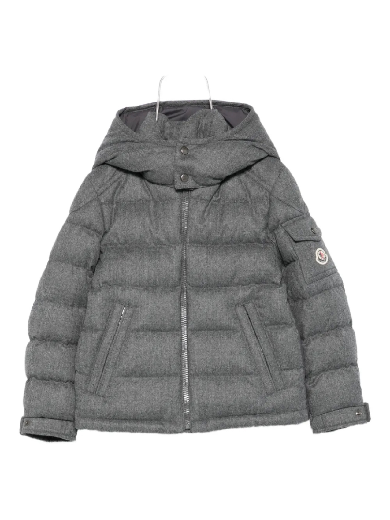 

Moncler Enfant Montgenevre шерстяная пуховик с капюшоном, серый