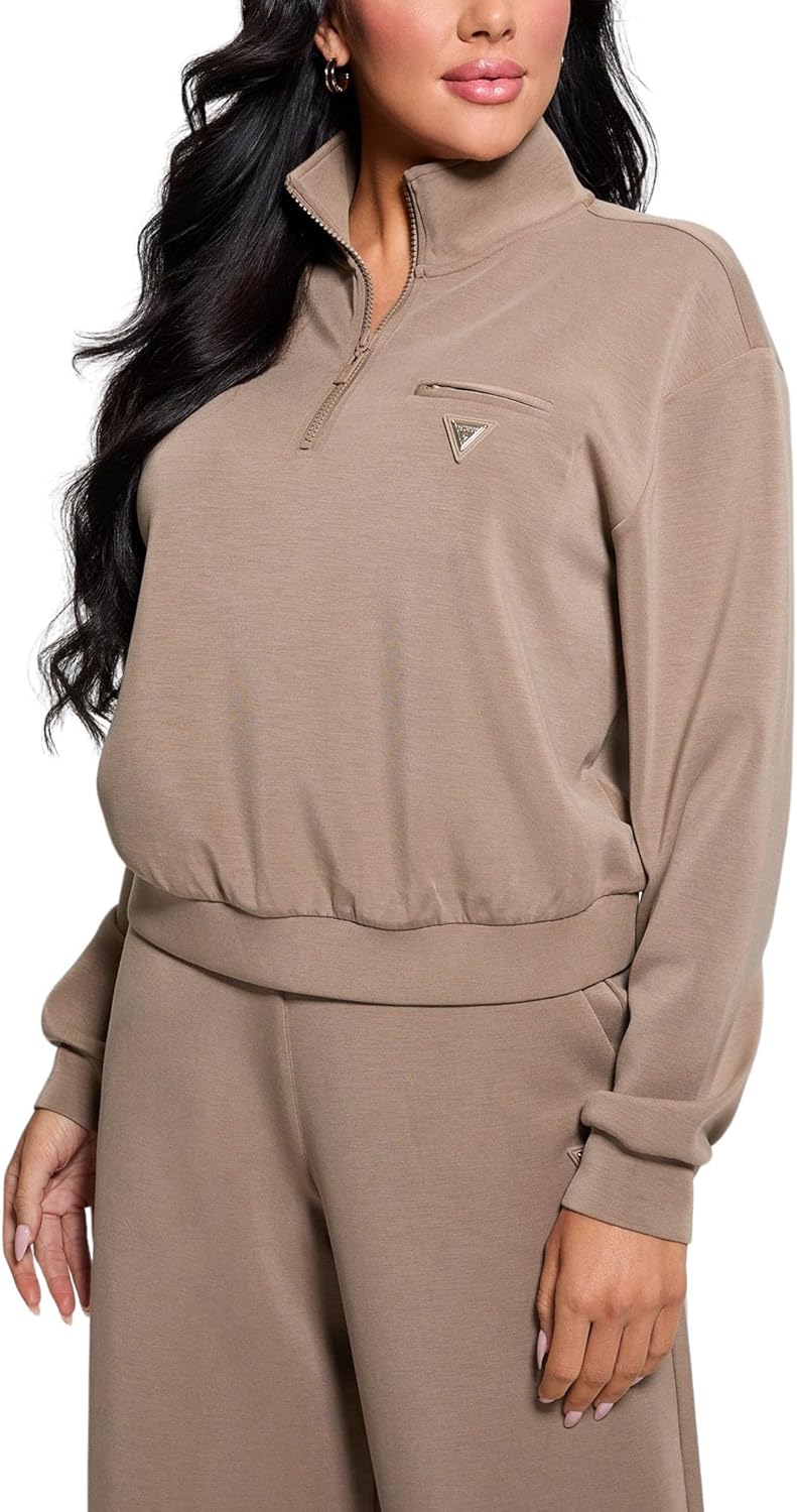 

GUESS Женская флисовая толстовка Eco Olympe с полумолнией, Praline