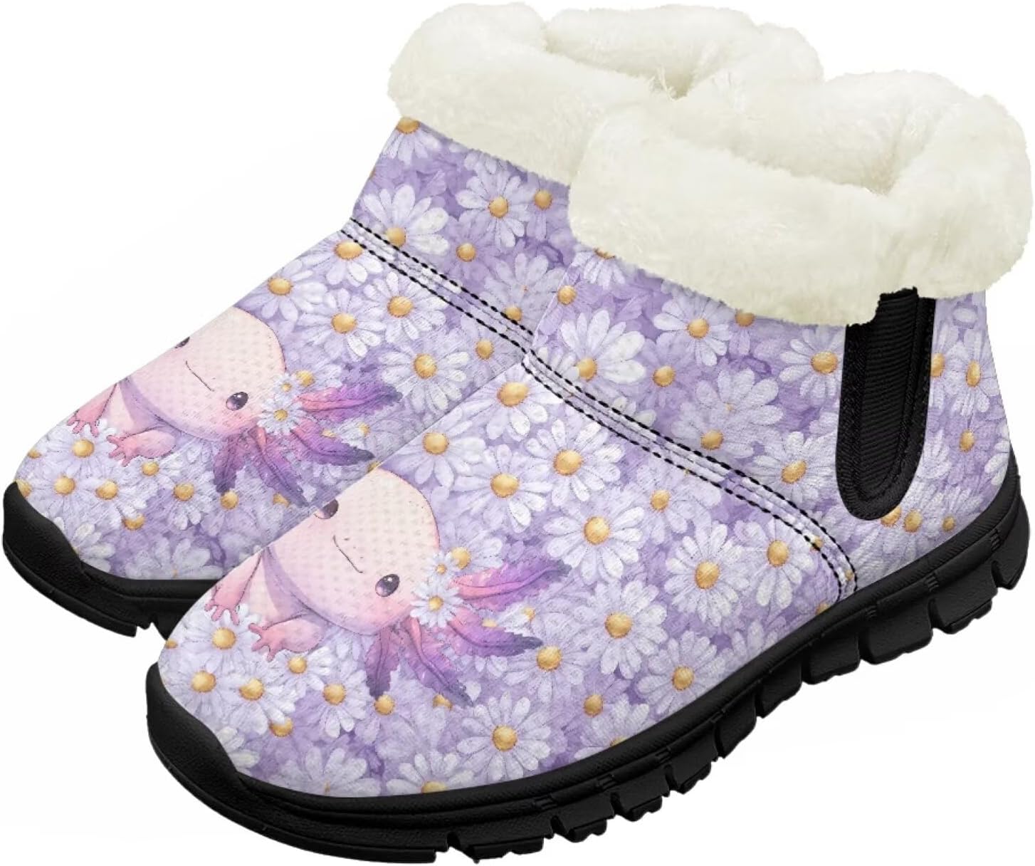 

Детские зимние ботинки, теплые, с противоскользящей подошвой, с амортизирующей мемори-пеной, спортивные, без шнурков, для бега и треккинга, зимние кроссовки Pointodoor, Daisy Axolotl