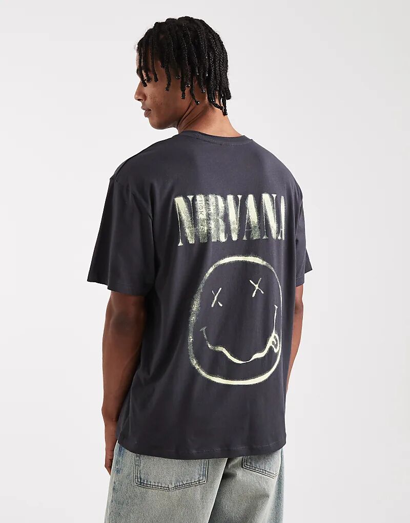 

Футболка Jack & Jones oversize с принтом Nirvana серого цвета