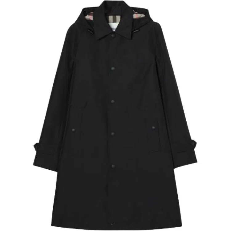 Плащ Burberry мужской с капюшоном, прямой крой, черный