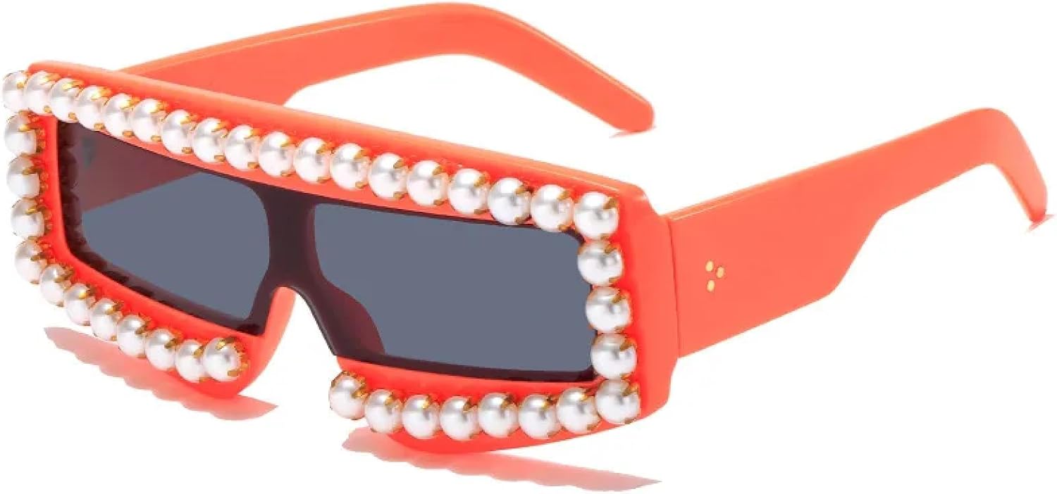 

Уникальные солнцезащитные очки с плоской верхней частью, цельные, с жемчужным блеском, для женщин и мужчин, большие, в стиле ретро, ​​с бриллиантами неправильной формы TVTBBVV, C5