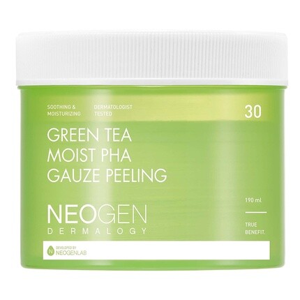 

Марлевые подушечки для пилинга Green Tea Moist Pha, отшелушивающие и успокаивающие с содержанием Aha, Bha, Pha, Lha, зеленого чая и гиалуроновой кислоты, 30 шт., Dermalogy By Neogenlab