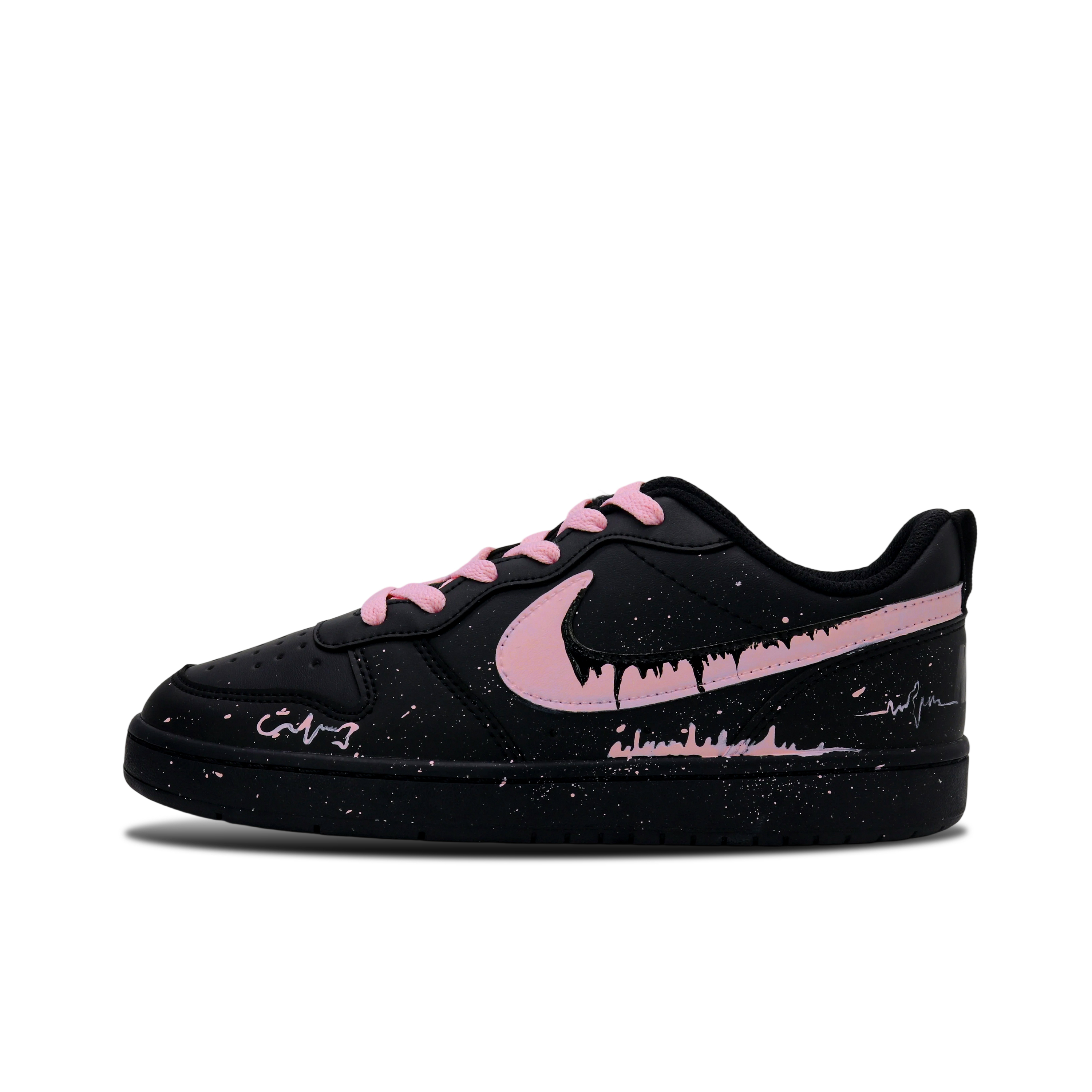 

Nike Кроссовки для скейтбординга Court Borough Pink Flame Heartbeat Slip Resistant Abrasion Resistant низкие детские черные розовые