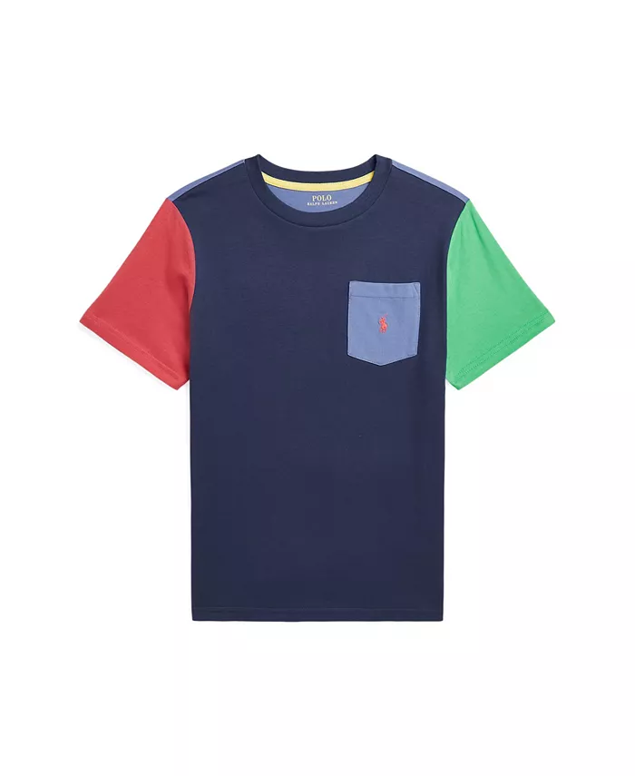 

Футболка для мальчиков Big Boys с контрастными вставками и карманом Polo Ralph Lauren, мультиколор