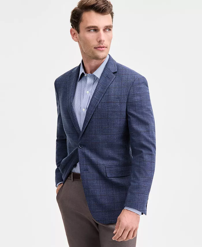 

Мужской приталенный спортивный пиджак Techni-Cole в клетку Kenneth Cole Reaction, синий