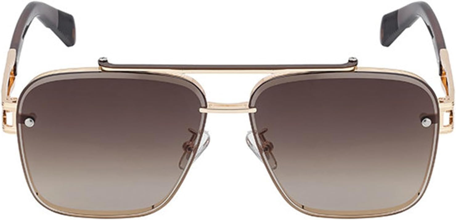 

Солнцезащитные очки Willochra Retro Metal Double Bridges Pilot для женщин, модные темно-зеленые квадратные очки с защитой от УФ-излучения UV400 для мужчин, панк-очки, C3