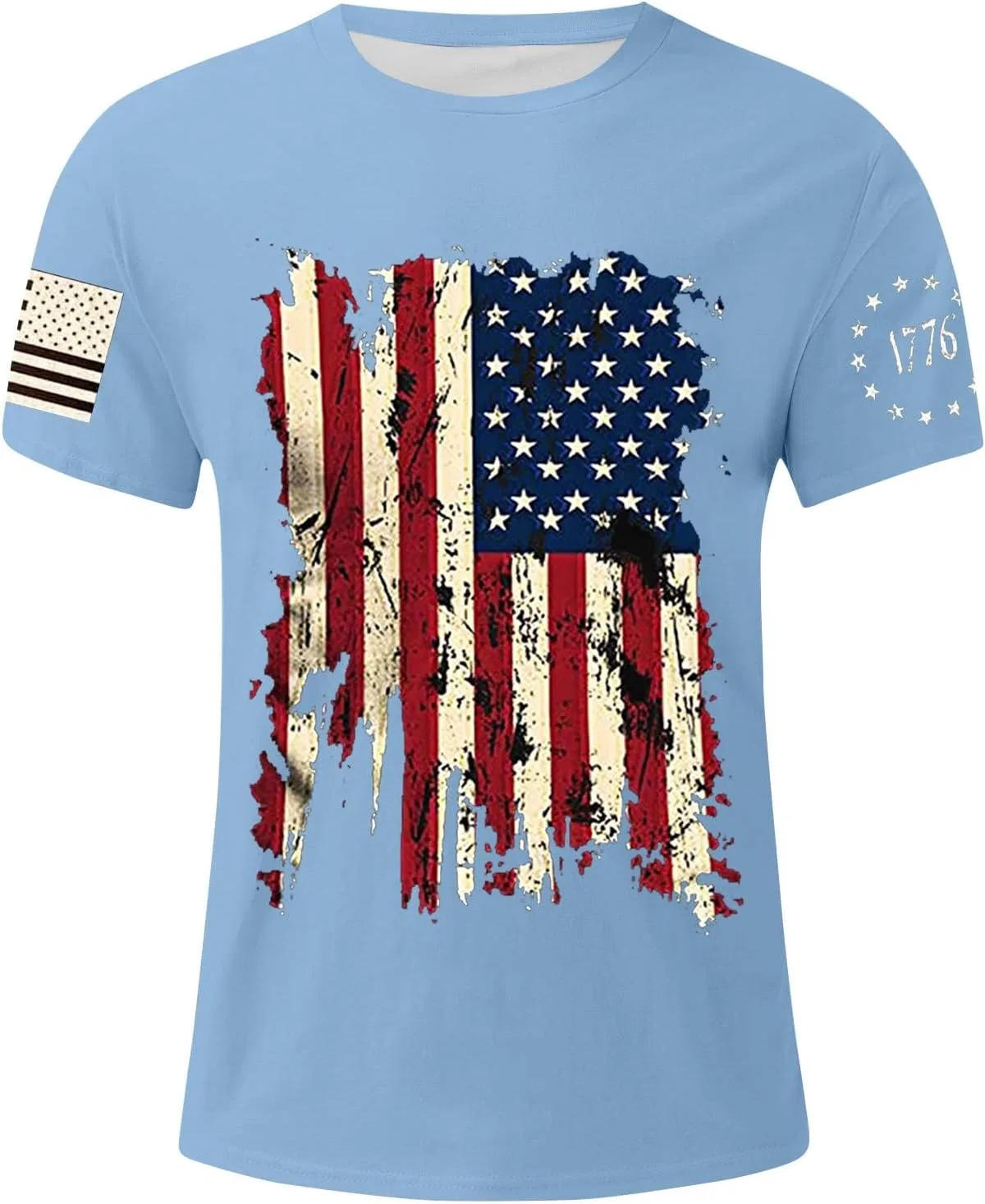 Футболка с патриотическим принтом, США, мужская, короткий рукав, 1-blue