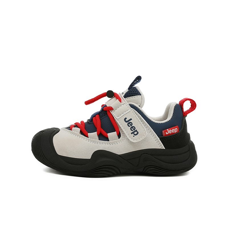 

Jeep Беговые кроссовки Casual низкие для детей, серо-сине-красные, коллекция Running, с амортизацией, износостойкие, дышащие
