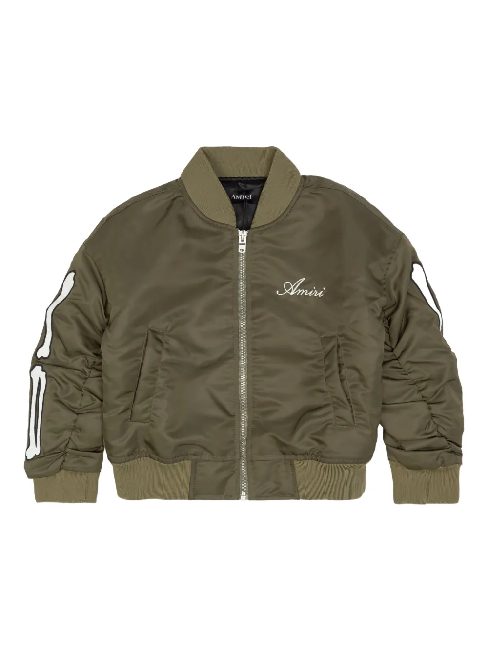 

Куртка на молнии с принтом "кости" Amiri Kids, зеленый