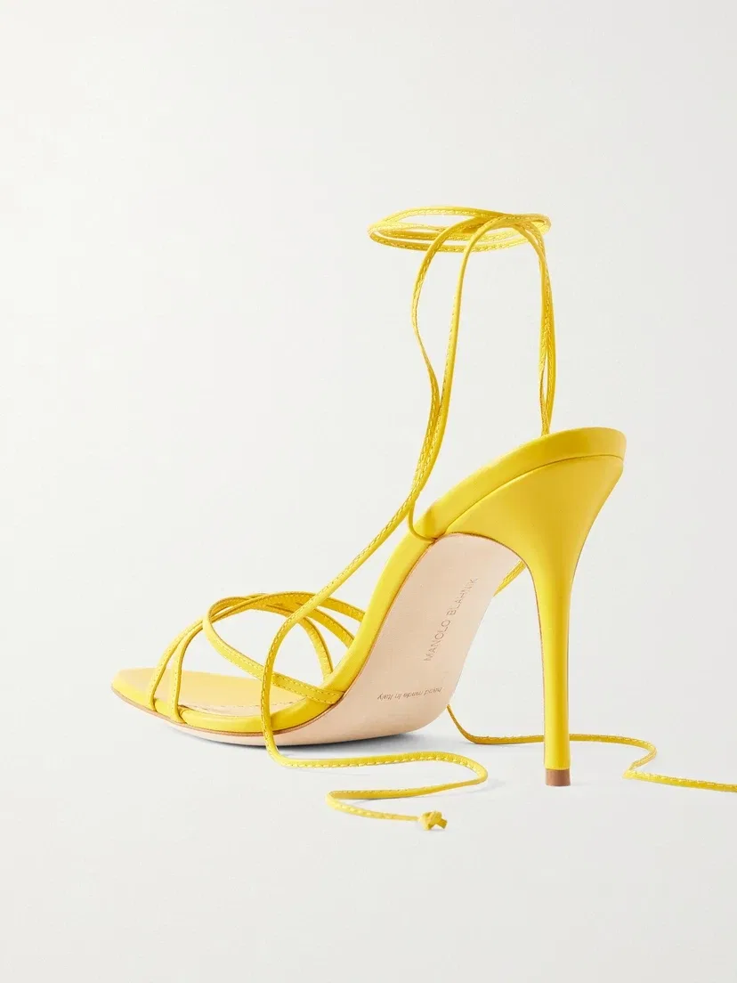 Кожаные босоножки Leva 105 Manolo Blahnik, желтый — фото 3