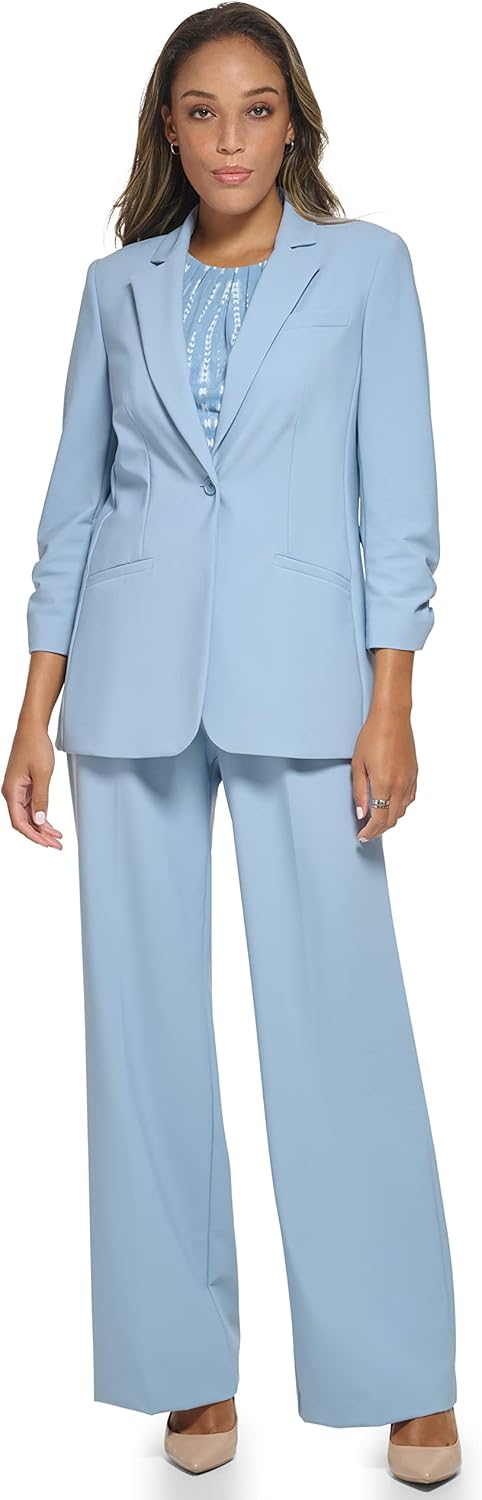 

Женский блейзер Calvin Klein на одной пуговице с рукавами 3/4 и сборками, Dusk