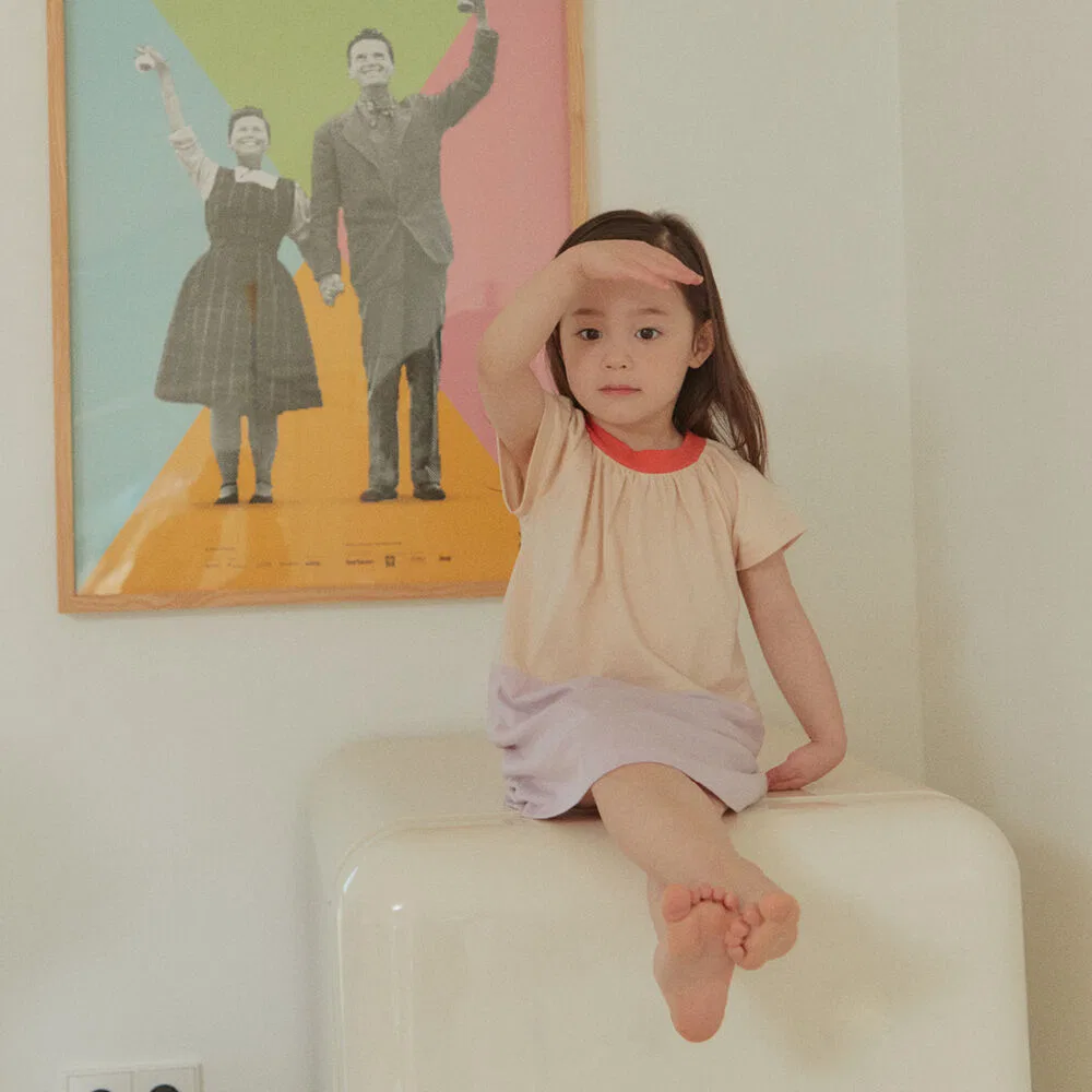 Детское платье Doudou&Somn Color Block из хлопка и модала, пурпурно-розовое, от Doudounsomn